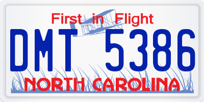 NC license plate DMT5386