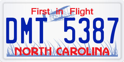NC license plate DMT5387