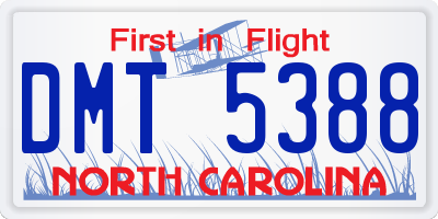 NC license plate DMT5388