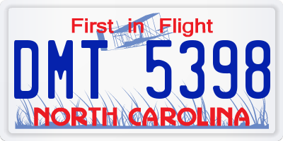 NC license plate DMT5398