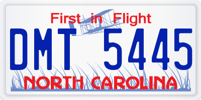 NC license plate DMT5445