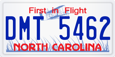 NC license plate DMT5462