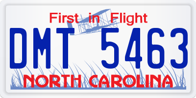 NC license plate DMT5463