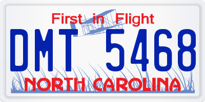NC license plate DMT5468