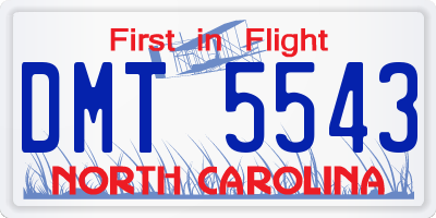 NC license plate DMT5543