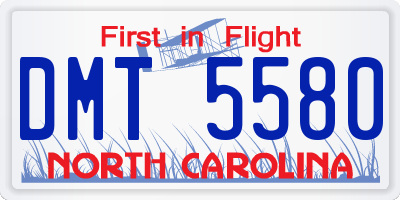 NC license plate DMT5580