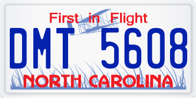 NC license plate DMT5608