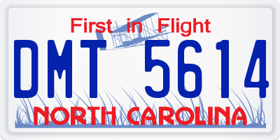 NC license plate DMT5614