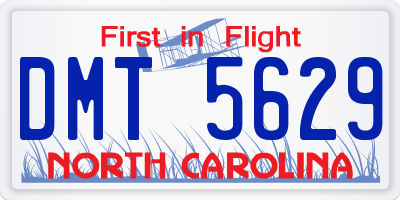 NC license plate DMT5629