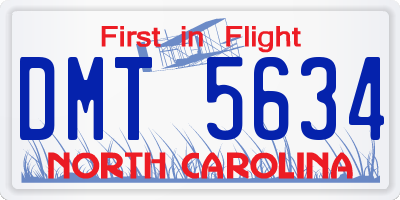 NC license plate DMT5634