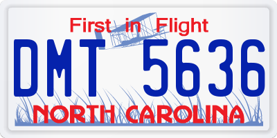 NC license plate DMT5636