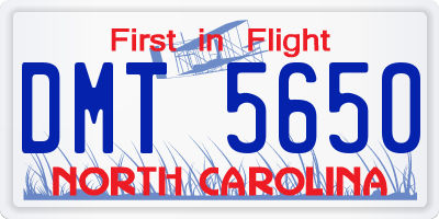 NC license plate DMT5650
