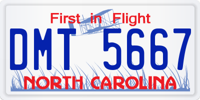 NC license plate DMT5667