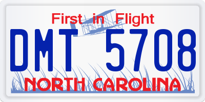 NC license plate DMT5708