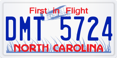 NC license plate DMT5724