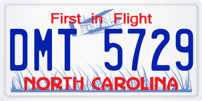 NC license plate DMT5729
