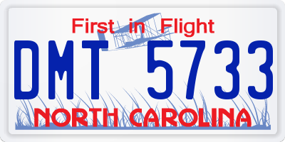 NC license plate DMT5733