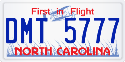 NC license plate DMT5777