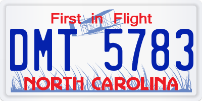 NC license plate DMT5783