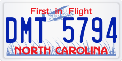 NC license plate DMT5794