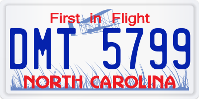 NC license plate DMT5799