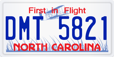 NC license plate DMT5821