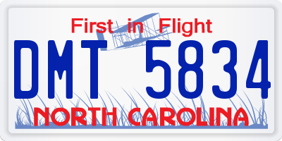 NC license plate DMT5834