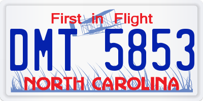NC license plate DMT5853
