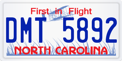 NC license plate DMT5892