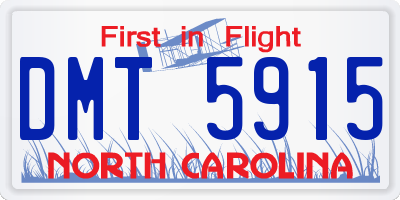 NC license plate DMT5915