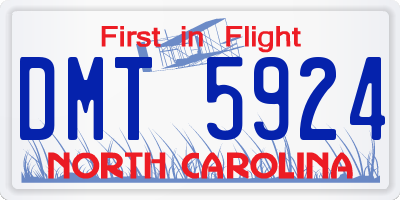 NC license plate DMT5924