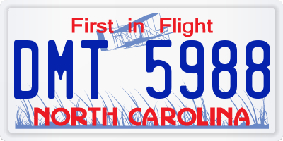 NC license plate DMT5988