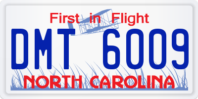 NC license plate DMT6009