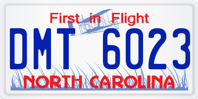 NC license plate DMT6023