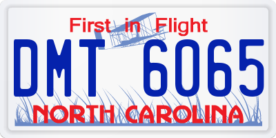 NC license plate DMT6065