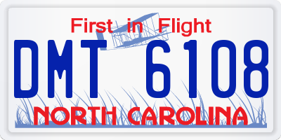 NC license plate DMT6108