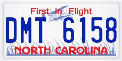 NC license plate DMT6158