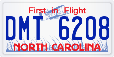 NC license plate DMT6208
