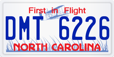 NC license plate DMT6226