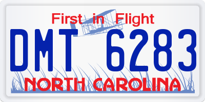 NC license plate DMT6283