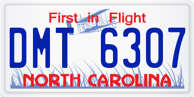 NC license plate DMT6307