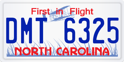NC license plate DMT6325