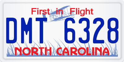 NC license plate DMT6328