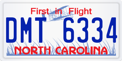 NC license plate DMT6334