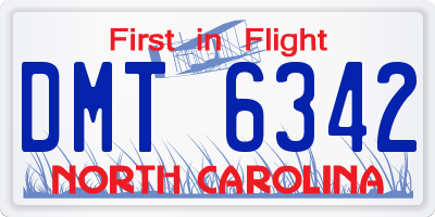 NC license plate DMT6342