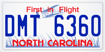 NC license plate DMT6360