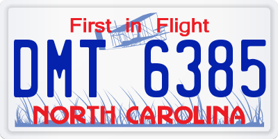 NC license plate DMT6385