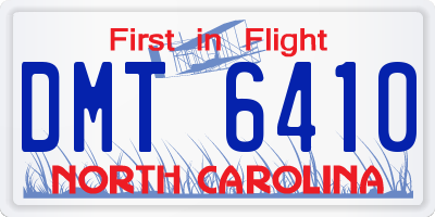 NC license plate DMT6410