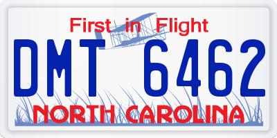 NC license plate DMT6462