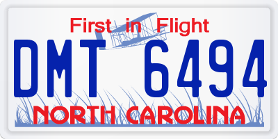 NC license plate DMT6494